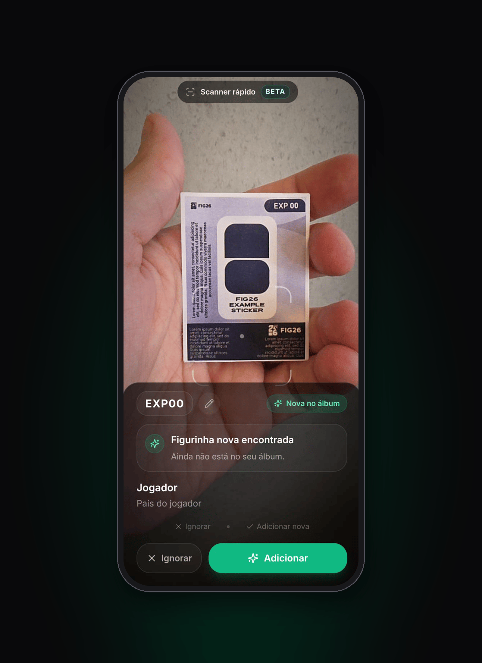 Android scanner recognising the custom EXP 00 sticker and asking for confirmation
